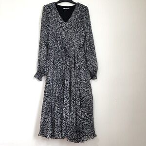 TATUUM boho black white printed half V-neck long sleeve A-line maxi dress EU 38